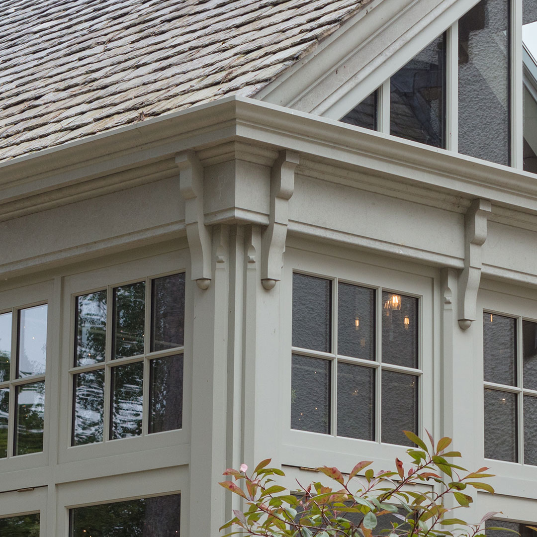 Decorative corbels on a conservatory