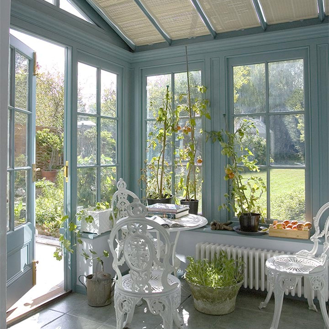 Inside a small lean to conservatory